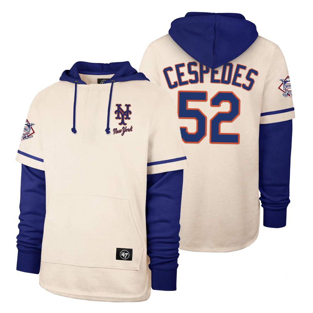 Men New York Mets #52 Cespedes Cream 2021 Pullover Hoodie MLB Jersey->new york mets->MLB Jersey
